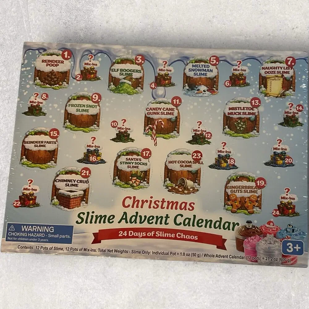 Christmas Slime Advent Calendar 24 Days 12 Slimes Mix-Ins New Sealed